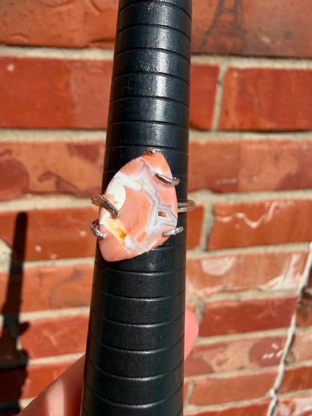 Handcrafted Pink Cotton Candy Agate Statement Ring - Women Jewelry